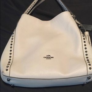 Authentic Coach White Leather Hobo Handbag